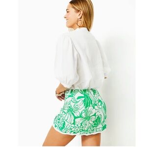 NWT Lilly Pulitzer MICHELINA MINI SKORT, SPEARMINT OVERSIZED KISS MY TULIPS